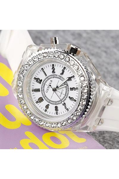 Choice WHITE led Flash Luminous Watch Personality trends students lovers jellies woman men's watches 7 colo