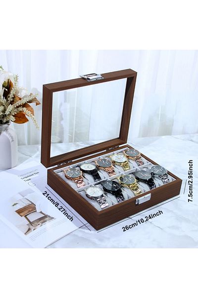 Choice 10 Poistions DELESYS New Walnut Wood Creative Watch Box Chinese Style Retro Wood Watch Display Box L