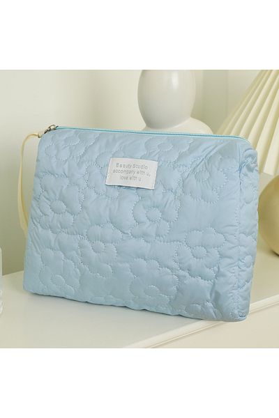 Choice LIGHT BLUE Quilting Flower Large-Capacity Cosmetic Bag Waterproof Portable Storage Bag Travel Makeup