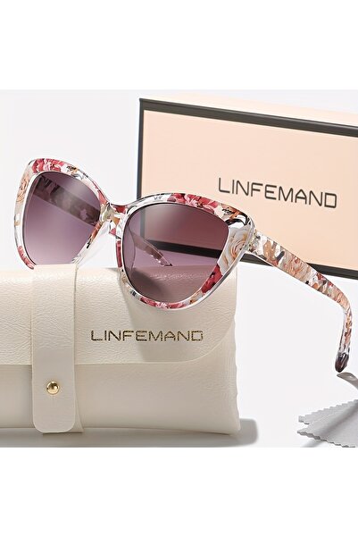 Choice نظارة شمسية LINFEMAND بتصميم عين القطة على شكل زهرة وردية، مقاومة للأش...