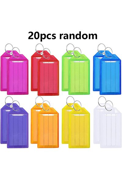 Choice 20pcs random 10/20/50pcs Flap Key Tags Colorful Plastic Keychain Labels with Double-Sided Marking fo