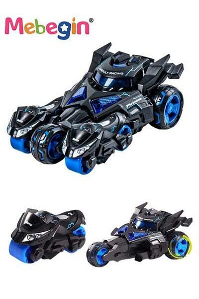 MEBEGIN 3-in-1 Transformer Electric Toy, Ejection Chariot Pull-back Alloy Car with Light and Music