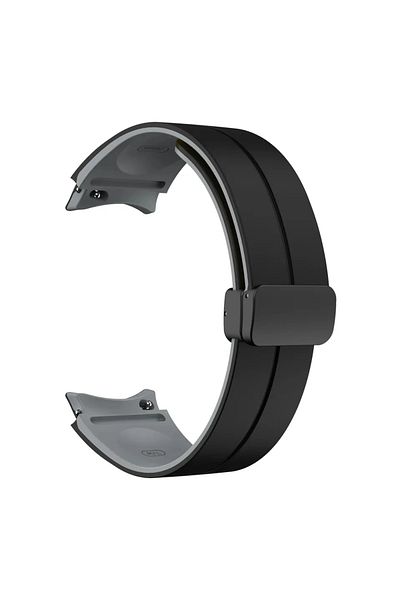Choice Black Gray Magnetic Buckle Two-Tone Silicone Strap for Samsung Galaxy Watch 6 5 Pro 4 Classic Band R