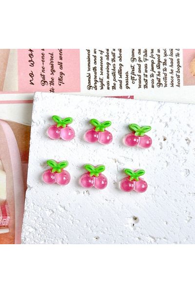 Choice Cherry 30PCS 30PCS Simulated Cute Jelly Cherry Resin Nail Art Charms 3D Sweet Pink Strawberry Nail D