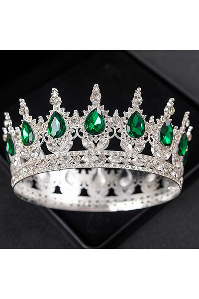 Choice Green Baroque Crystal Tiaras And Crowns Rhinestone Prom Diadem Headband Crown Bridal Wedding Hair Ac