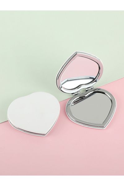 Choice 0079-HT-WH 1PC white pu square double sided folding makeup mirror with 2x magnification HD glass per