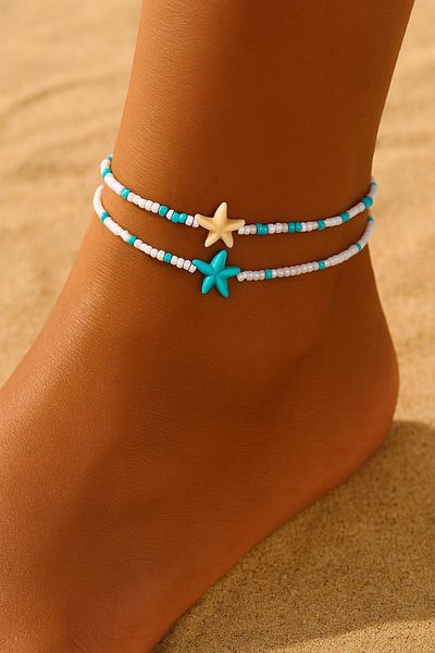 New Obsessions Ocean Star Beaded Anklet Set