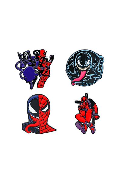 Miniso XZ2844 4 Pcs Cartoon Animation Brooch Creativity Spider-Man Enamel Pin Backpack Clothing Jewelry Met