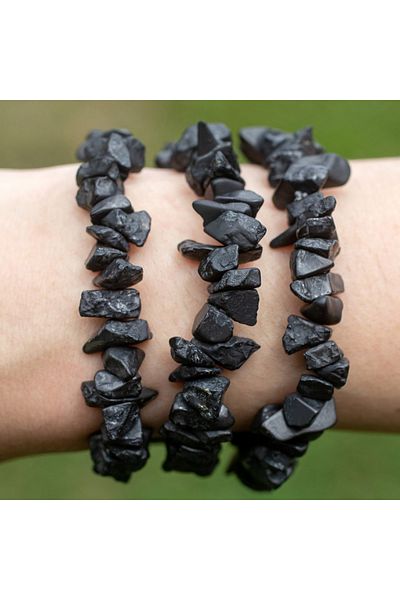Choice black 20.5cm Gravel Black tourmaline Bracelet,Adjustable bracelet，Natural stone bracelet，1pc
