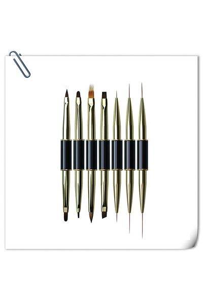 Choice G-B243-1-7 Dual End Nail Art Stripes Lines Liner DIY Painting Brush Liquid Powder Acrylic UV GEL Ext