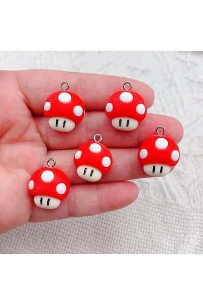 Choice 1 10pcs Funny Game Cartoon Mushroom Resin Charms Cute Flatback Small Pendants For Earring Bracelet .