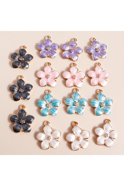 Choice Mixed 10pcs 10pcs 17*15mm Cute Enamel Hibiscus Flowers Charms For Jewelry Making Cute Sakura Charms