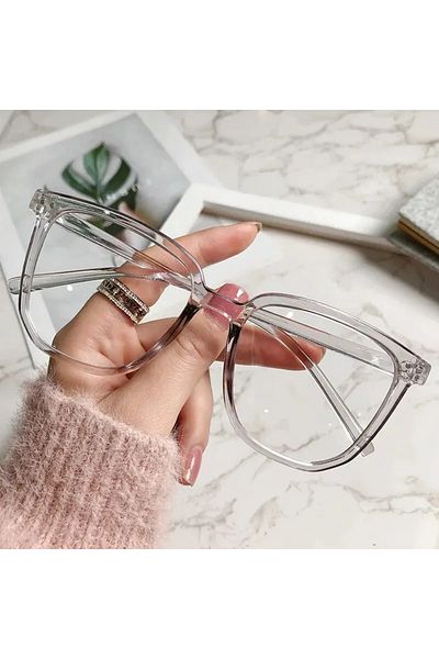 Choice GRAY Anti-blue Light Glasses for Women with Regular Eyeglass Frame Finished Retro Flat Light Frame