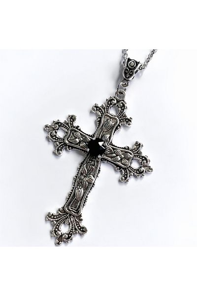 Choice style1 Y2K Punk Crystal Big Cross Pendant Necklaces for Women Men Gothic Irregular Cross Clavicle Ch