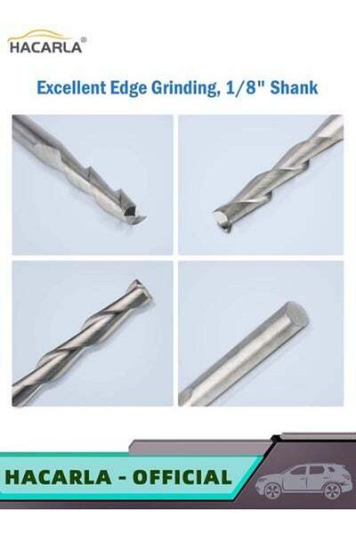 MOTIM 10 PCS 3.175 17mm Carbide Flat Nose End Mill CNC Router Bits Double Flute Upcut Spiral Set Tool