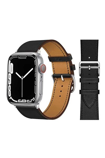 Choice 42 44 45 46 49 mm Black Silver 5 Leather Watch band for Apple Watch Straps 46mm 44mm 41mm 45mm 38-42