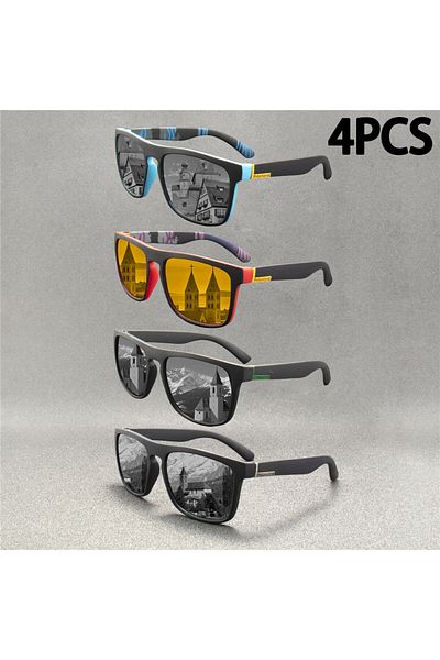 Choice 4PCS 4PCS Fashion Sunglasses Men Luxury Brand Designer Vintage Outdoor Driving Sun Glasses Male Gogg