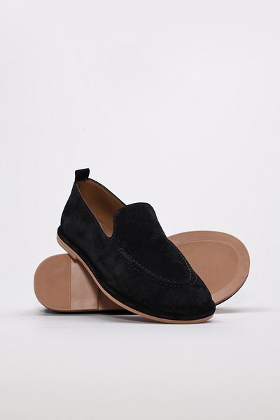 Ayakkabıhane Genuine Suede Leather Inside and Outside Black Women's Ballerina Shoes Ah080192613106