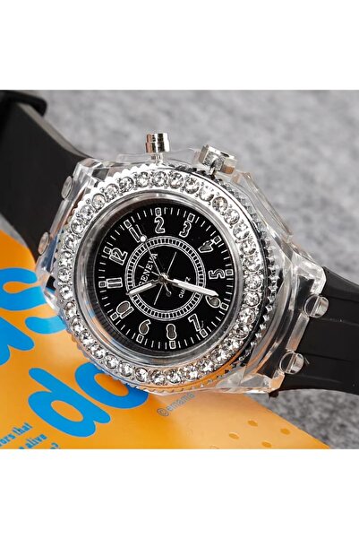 Choice ساعة مضيئة بضوء فلاش LED باللون الأسود، اتجاهات شخصية للطلاب والعشاق والجيلاتين والنساء والرجال، 7 ألوان