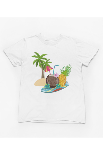 MAGORS تيشيرت بناتي من القطن بنسبة 100% مطبوع عليه STIL-X BEACH LIFE، أبيض، أ...