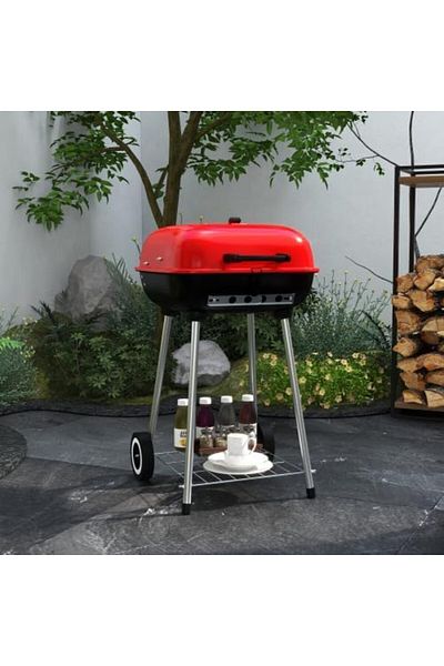 Türkiye Portable Charcoal Grill with Wheels and Adjustable Vents on Lid for Picnic, BBQ Smoker with Bottom S