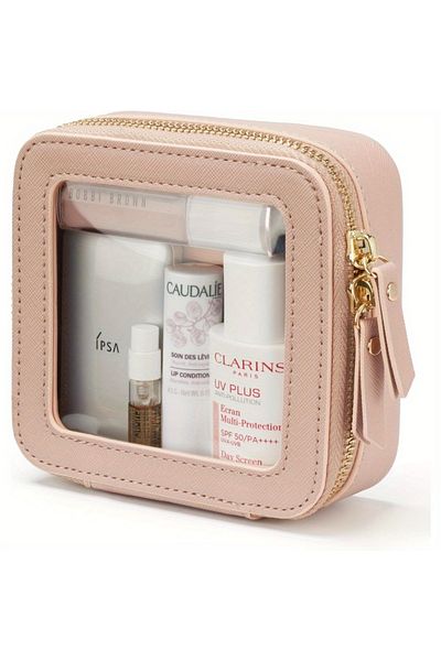 Choice Pink Small Cosmetic Bag for Purse Mini Makeup for Cute Clear Pouch Travel Organizer Case for Toilet