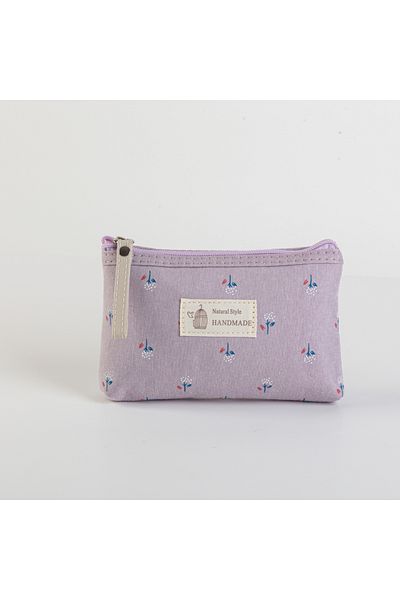 Choice S Purple Canvas Printed Makeup Bag For Women Waterproof Portable Instagram Style Student Pencil Case