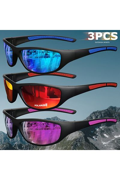 Choice 3PCS-2 1/3PCS Polarized Sports Sunglasses Set High-Quality Photochromic Wraparound Lenses for Cyclin