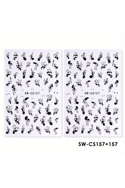 Choice SW-CS157 2pcs 2pcs Adorable Black Ant Nail Sticker Fashion Expression Design Cute Cartoon Childlike