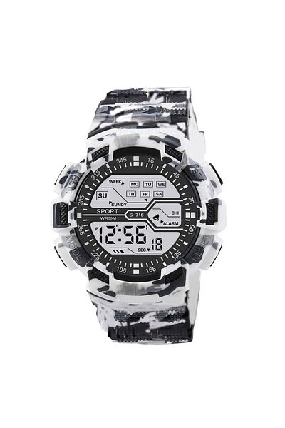 Choice Camouflage White Men's Digital Electronic Watch Sports Glow 55mm Large Dial Watch Student Outdoor Ad