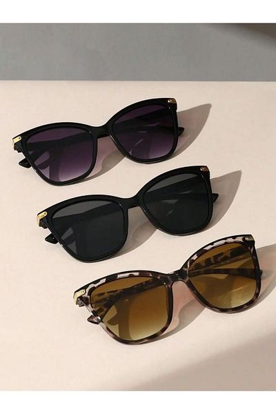 Choice 3pcsLC156-B.PG.WL 1/2/3 PCS Fashion Cat Eye Plastic Frame Women Sunglasses For Men Daily Life Shades