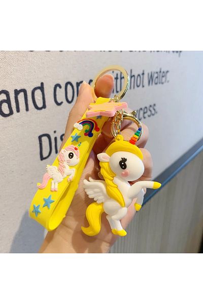Choice 2 Cartoon Rainbow Horse Key Ring Cute Unicorn Car Keychain Pendant Fashion Creative Trend Bag Penda.