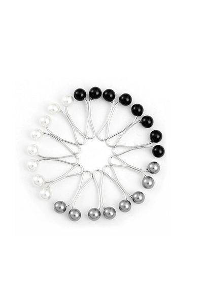 Choice Silver 12pcs Combination B 12pcs Anti-Slip Pearl Hijab Clips for Women, Elegant Hijab Pins, Non-Slip