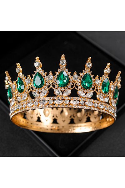 Choice Green Baroque Crystal Tiaras And Crowns Rhinestone Prom Diadem Headband Crown Bridal Wedding Hair Ac