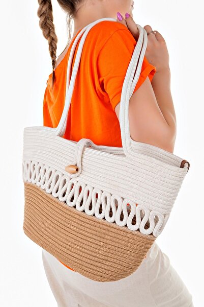 Aymood Γυναικεία ψάθινη τσάντα χειροποίητη πλεκτή τσάντα παραλίας από γιούτα
