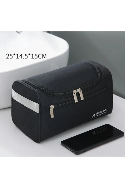 Choice حقيبة أدوات تجميل من القماش والجلد باللون الأسود للرجال والنساء، حقيبة...