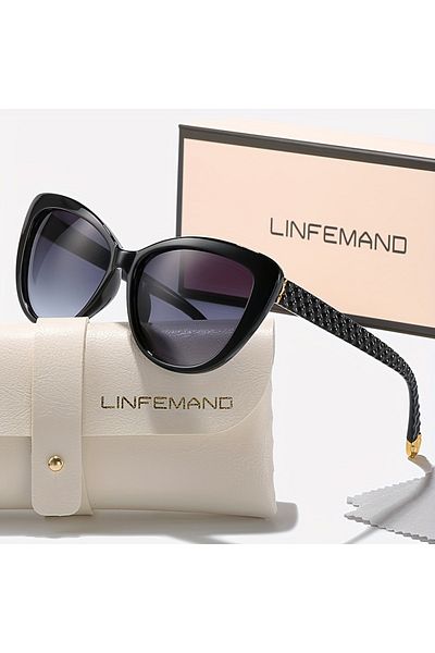 Choice Black LINFEMAND Flower Cat Eye UV400 Sunglasses Women's Fashion Fashion Glasses Party Club Wear Holi