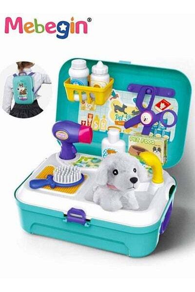 MEBEGIN 16PCS Pet Care Playset with Backpack, Vet Doctor Kit, Dog Grooming Toys, Play Doctor Game