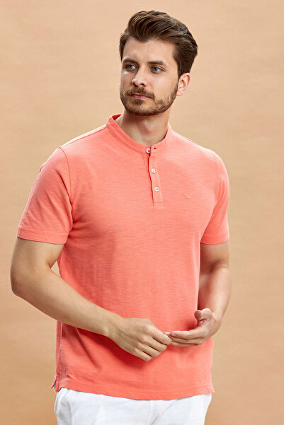 SMILE Pahoa Coral Cotton Judge Collar T-Shirt