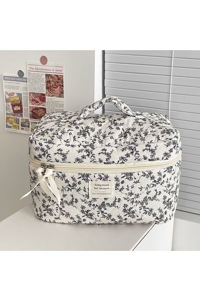 Choice A Fashion Ins Black Flower Women Quilting Bags Handbag Travel Organizer Cosmetic Makeup Storage Pou.