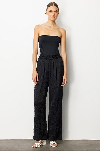 Moda İlgi Modailgi Elastic Waist Side Pocket Pleated Detailed Trousers - 15052 Black