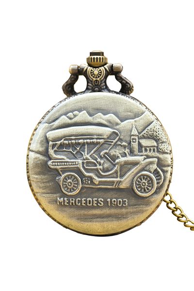 Choice bronze Vintage Bronze Steampunk Vintage Car 1903 Carved Quartz Pocket Watch Necklace Pendant Clock C