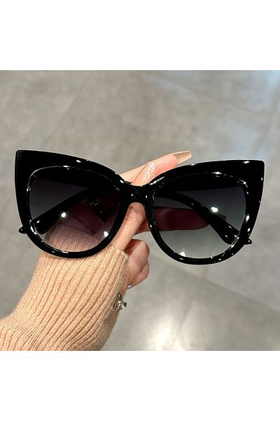 Choice Black Retro Gradient Lens Cat Eye Sun Shades - Large Sunglasses For Women - Leopard Fashion For Vaca