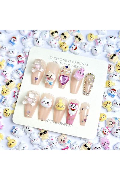 Choice Mixed 30PCS Funny Multiple Expression Rabbits Resin Nail Art Charms Cartoon Cute Long Eared Rabbits