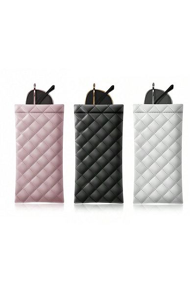 Choice Pink Black White Portable Squeeze Eyeglasses Case - PU Leather Soft Sunglasses Bag Pouch, Pocket Mob