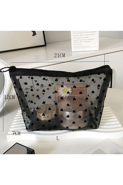 Choice No.4 L Toiletry Wash Make Up Bags Black Transparent Mesh Makeup Case Organizer Storage Pouch Women T