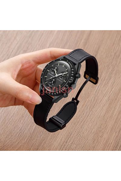 Choice 20mm Black Magnetic Bracelet For Omega X Swatch Joint MoonSwatch Band Silicone Strap For TicWatch2 R