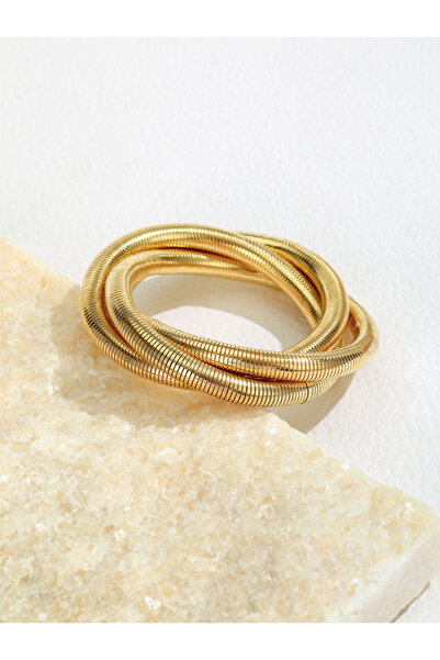 Choice سوار زنبركي متعدد الطبقات بتصميم بسيط ورائع بلون ذهبي خالص