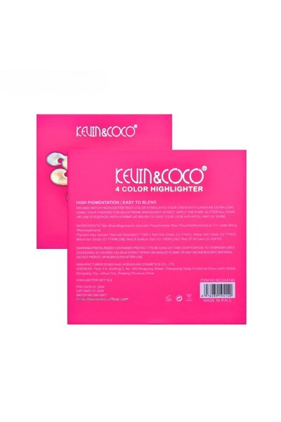 Tim KEVIN&COCO Highlighter Palette, 4 Colors 'Stay Wild' (12.2 x 12.2 x 0.9 cm)