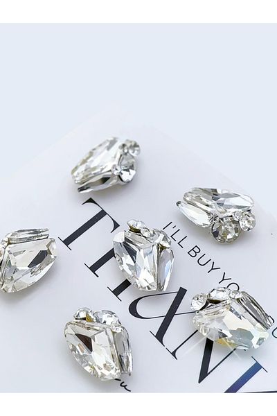 Choice Style 2 5pcs Heart-shaped and Irregular Stackable Rhinestone Nail Art DIY Decoration